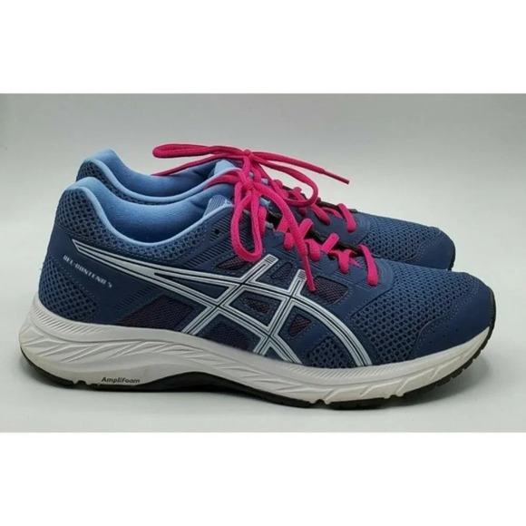 Asics Women's Gel Contend 5 Blue Pink Tennis Shoes - Picture 6 of 11